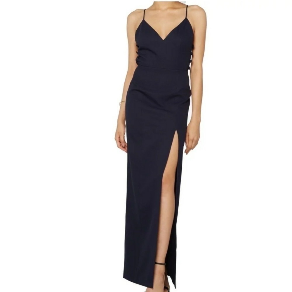 NWT Fame and Partners Navy High Slit Dress Size 4